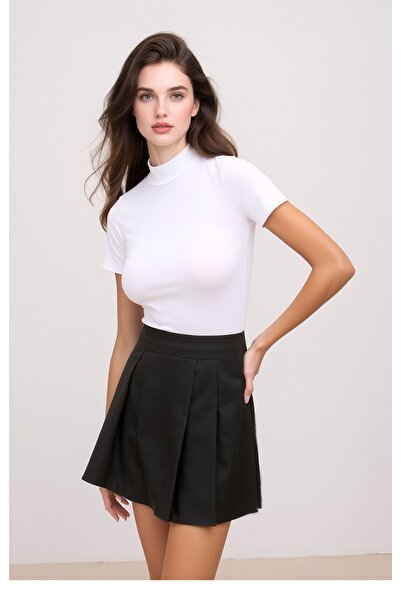 Pearlune Women's Half Turtleneck & Short Sleeve Basic Body Athlete Top - 95% ...