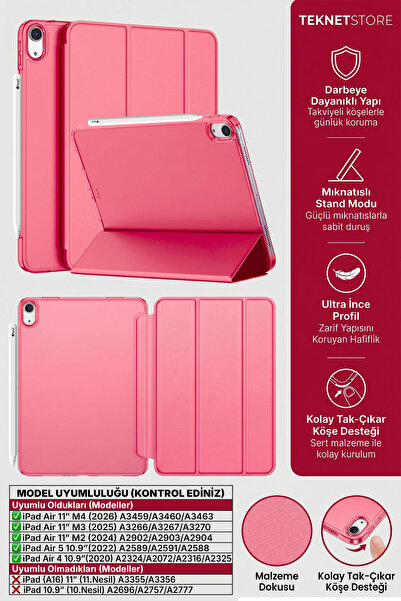 TEKNETSTORE iPad Air 11" M4 M3 M2 Uyumlu Kılıf Ultra İnce Standlı Akıllı Uyku...