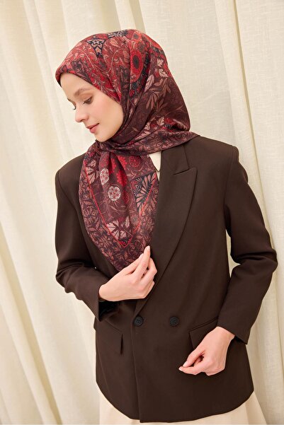 Silk Home وشاح مونار لورا باللون العنابي الداكن 90x90