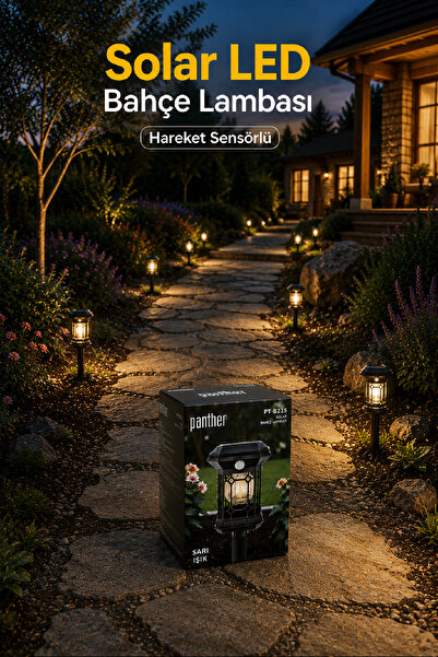Alıç Panther Bahçe Lambası Solar LED Hareket Sensörlü Dekoratif Dış Mekan Ayd...