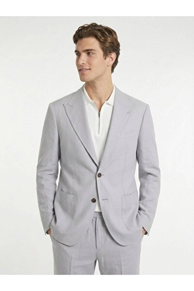 Kip Gray Modern Fit Linen Blend Suit