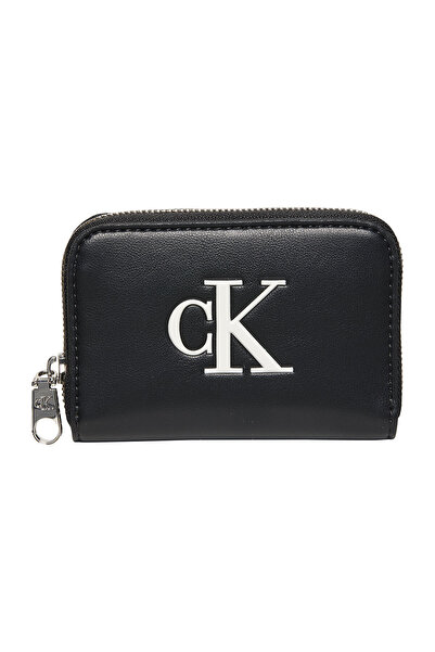 Calvin Klein Γυναικείο πορτοφόλι με σχέδιο CK, μαύρο, με φερμουάρ και θήκες γ...