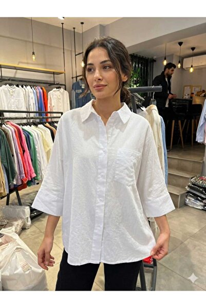 Patiskha Wwomen Bengalin %100 Pamuk Yarasa Kol Modeli Tek Cepli Gömlek