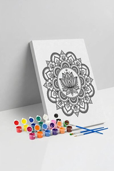 Yatinks Lotus Desenli Mandala Tuval Boyama Seti 40x50 cm