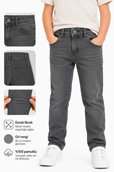 BABİDO Erkek Çocuk Slim Fit Kot Pantolon – Likralı Rahat Kalıp Günlük Jeans (...