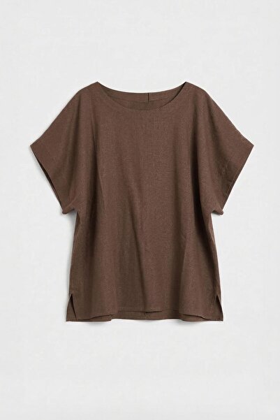 BSL Keten Karışım Oversize Bluz