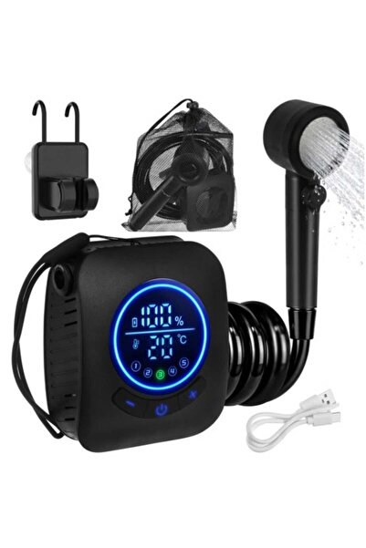 Trizand Dus Camping Portabil 8000mAh, Pompa Electrica USB, IPX8, 5 Trepte Pre...