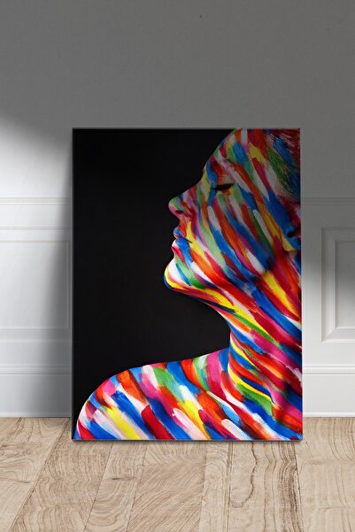 Abesa Marketplace Šareno oslikano žensko lice, moderna slika na platnu