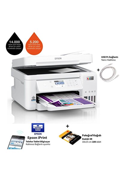 EPSON Kablosuz Renkli Tanklı Yazıcı Dubleks Baskı ve Tarama Otomatik Belge Be...