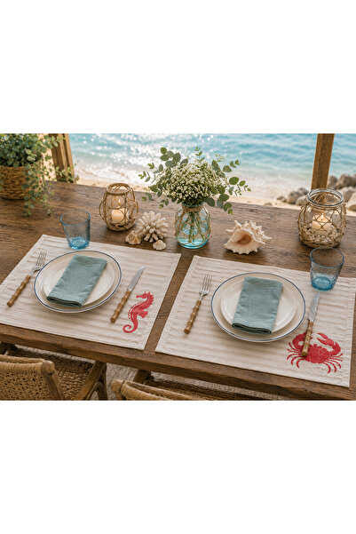 Sister Home Design Deniz Temalı Amerikan Servis 35x50 cm | Denizatı & Yengeç ...
