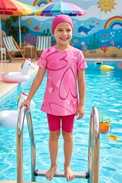 Haliç Mayo Къс ръкав горнище и клин, детски бански костюм 26421 Pink01
