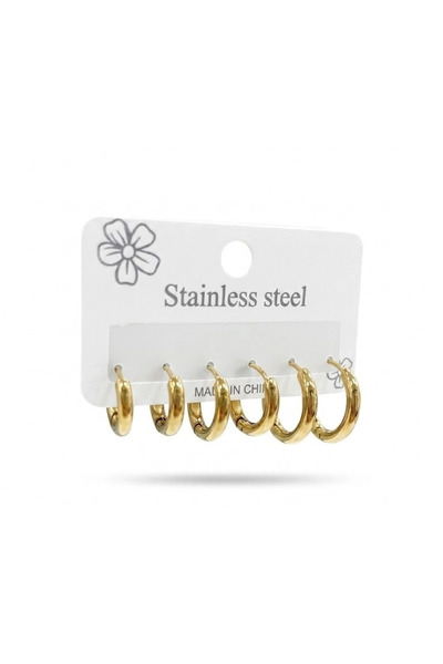 EASERA TİCARET Soft Shine Six Ring Earring Set
