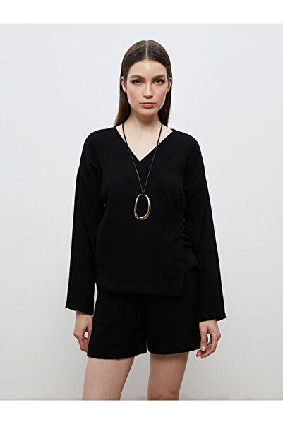 LC Waikiki Double Breasted Collar Textured Blouse