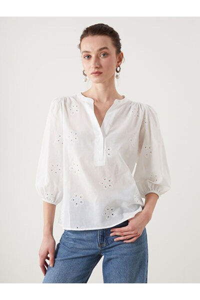 LC Waikiki Loose Collar Self-Patterned Women's Blouse