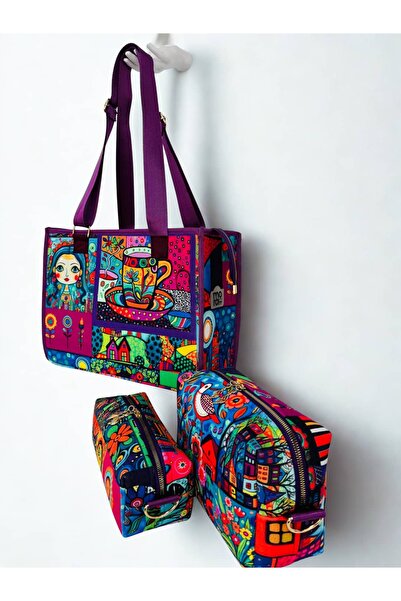 MORA BAG Frida Mavi Kız Taşıma Çantası ve Organizer Takım