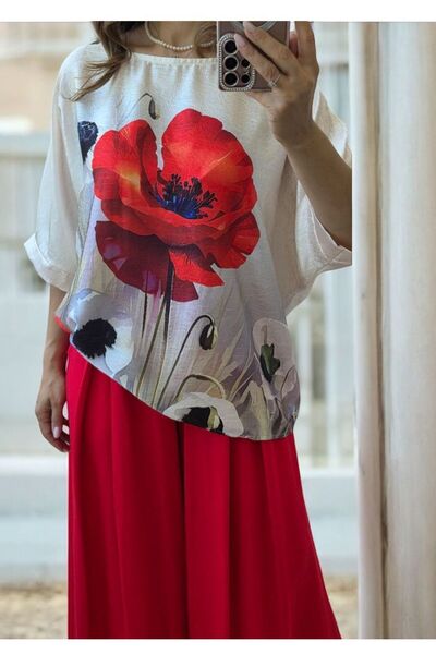MAXORA SHOP Satin blouse with a loose fit and elegant look
