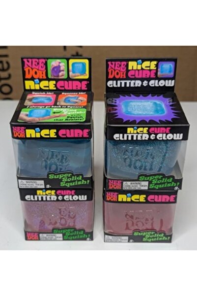 Schylling NeeDoh Nice Cube - Glitter & Glow Regular - Jucărie senzorială anti...