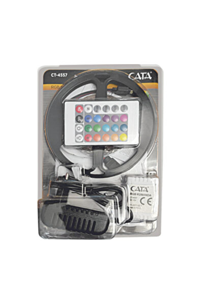 Cata RGB ŞERİT LED 5M SET 220v RGB +TRAFO+KUMANDA CT-4557