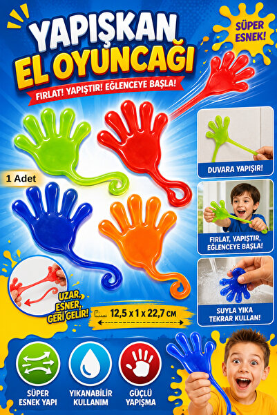 Tamsena Store Yapışkan El Oyuncağı Esnek Fırlatmalı Yapışkan El Çocuk Şaka Oy...