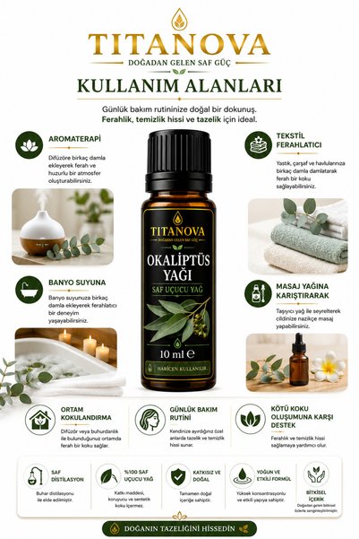 TİTANOVA Eucalyptus Oil 10 ml Pure Herbal Essential Oil