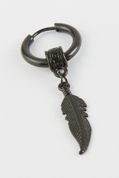 ZERO LAND Ilkeshop Leaf Men's (21503) Steel Earrings-Black