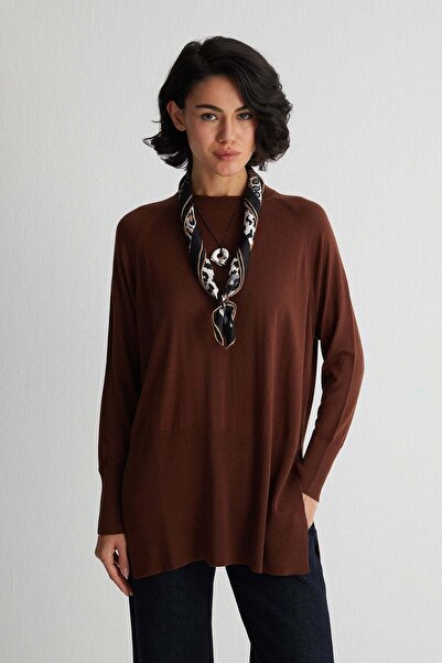 Silk and Cashmere Kahverengi Zoe İpek Kaşmir Tunik
