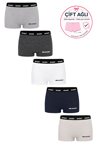 biyokids Kız Çocuk Boxer 5'li Paket Yazı Baskılı