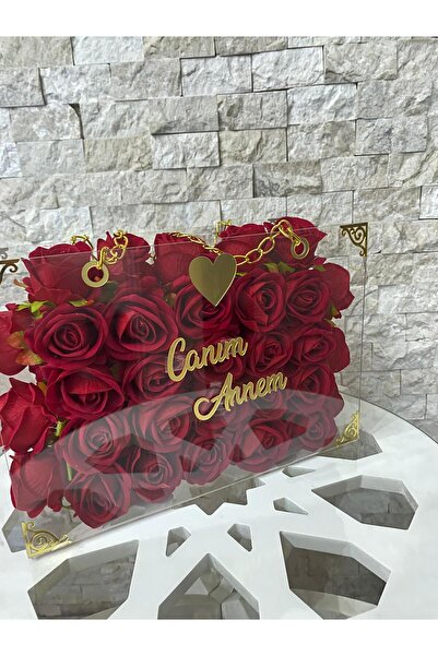 Floria Buket Evi 56'li Kırmızı Kadife Gül Çantası