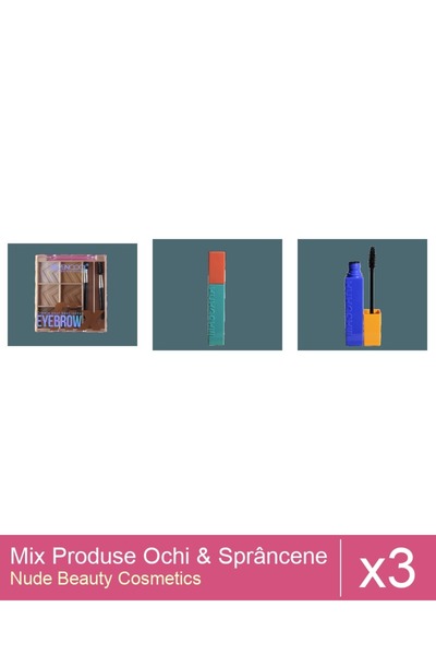 Makeup Set Mix 3 produse Rimel Sprancene: Rimel Ushas , Negru, Fard de spranc...