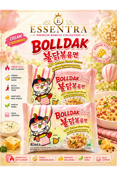 Essentra Home ESSENTRA BOLLDAK Cream Carbonara Korean Hot Chicken Flavor Rame...