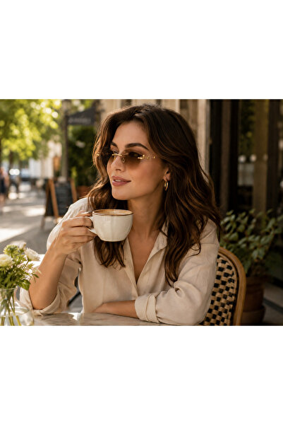 BAYDUK Rimless Gold Brown Unisex Sunglasses