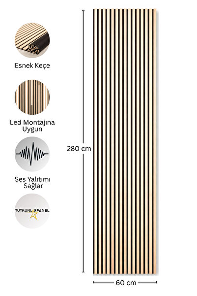 TUTKUNLAR PANEL Akustik Duvar Paneli Çıtalı MDF Ahşap Ses Yalıtımlı Dekoratif...