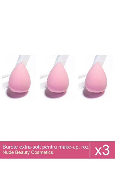 Makeup Set of 3 extra-soft makeup sponges, powder pink