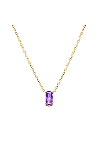 Bijuteria SORELLY Lanț placat cu aur de 14k cu piatră violetă din oțel inoxid...