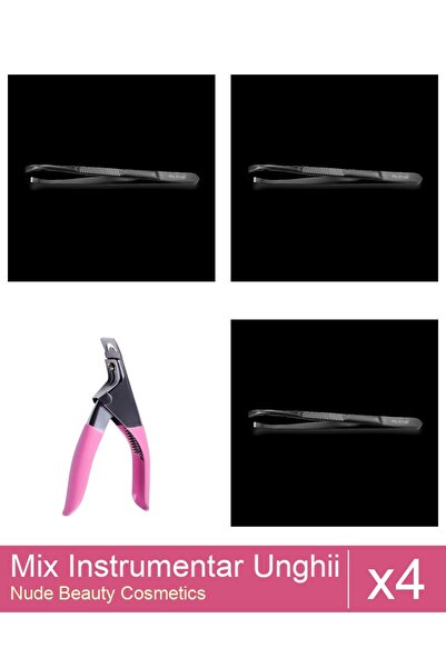 Makeup Set Mix 4 produse Forfecute: Penseta profesionala neagra subtire - One...