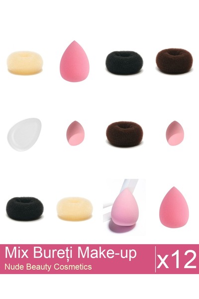 Makeup Mix Set 12 products Sponges: Brown bun sponge - 9 cm diameter, Blonde ...