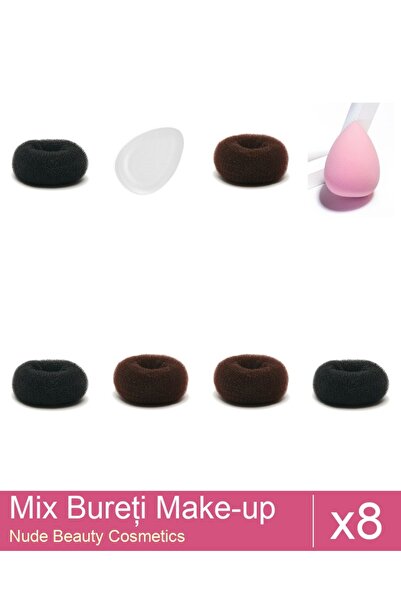 Makeup Set Mix 8 products Sponges: Brown bun sponge- 9 cm diameter, Brown bun...
