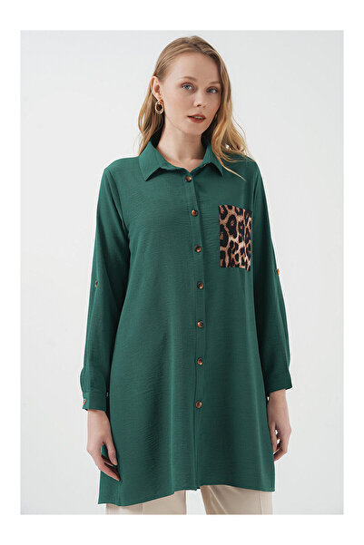 LC Waikiki Nevavm 5851 Pocket Detailed Shirt Tunic with a Difference - Emeral...