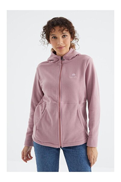 LC Waikiki Nevavm Dried Rose Hooded Zippered Comfortable Fit Women's Fleece S...