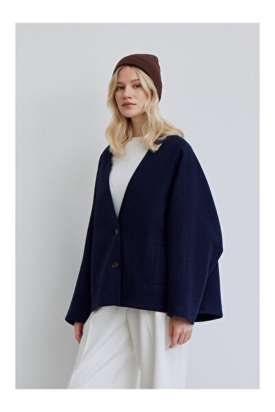 LC Waikiki Nevavm Farkıyla Milana Cashmere Jacket Navy Blue