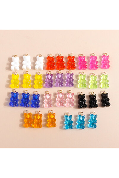 Choice4 Randon Mixed 20Pcs 6 Color Colorful Bear Charms Resin Cabochons Glitt...