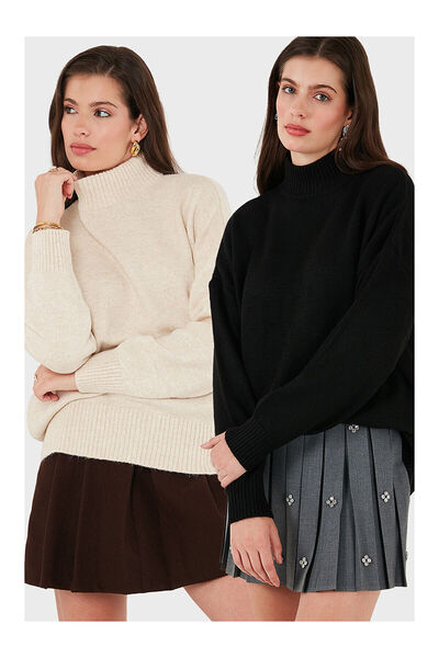 LC Waikiki Nevavm with a Difference Oversize Fit Turtleneck Soft Textured 2'L...