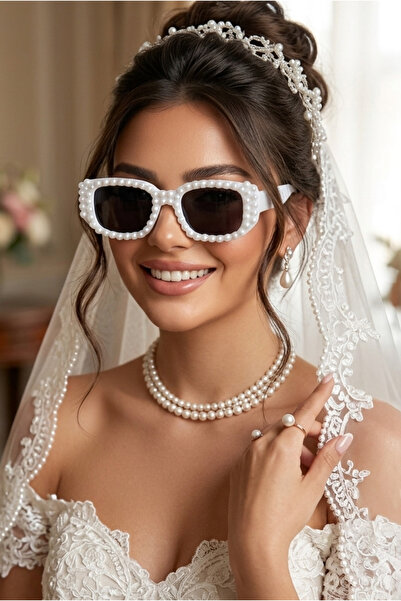 Happyline Bridal Glasses with Pearls, Birthday, Bride Glasses, Bride after Pa...