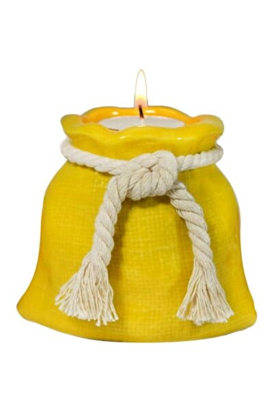 Goliat Suport ceramic pentru lumânări, Goliat, în formă de geantă, galben, 9....