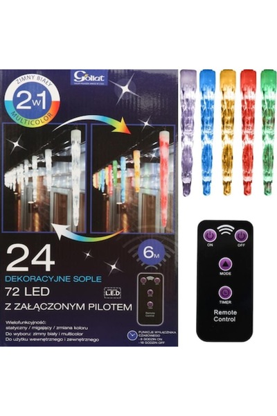 Goliat Ghirlandă luminoasă decorativă, 24 LED-uri, multicoloră, 6,9m, cu tele...