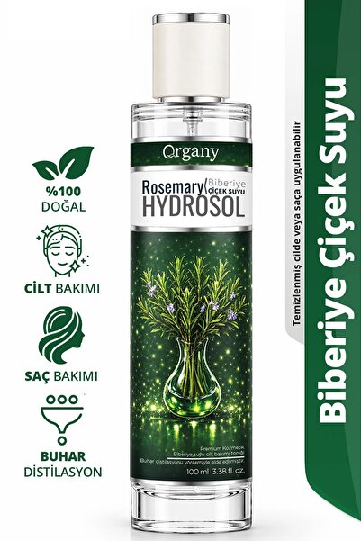 Organy Biberiye Suyu Hidrosolü Dökülme Karşıtı %100 Doğal Saç Güçlendirici ve...