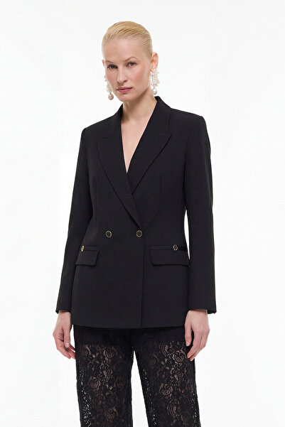 Roman Kruvaze Blazer Ceket Siyah YY016004_001
