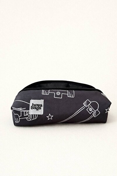 girlsybags Black Skateboard Pattern Boys' Pencil Holder Single Compartment Wa...