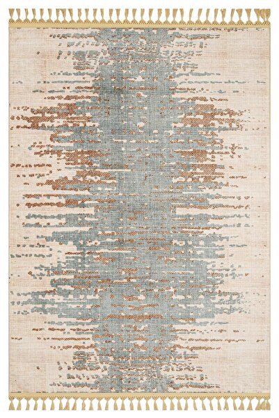 halinet Halı.Net Beige Ethnic Bohemian Washable Non-Slip Living Room Carpet M...