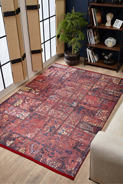 halinet Halı.Net Red Classic Washable Non-Slip Living Room Carpet Haln-Hln1649
